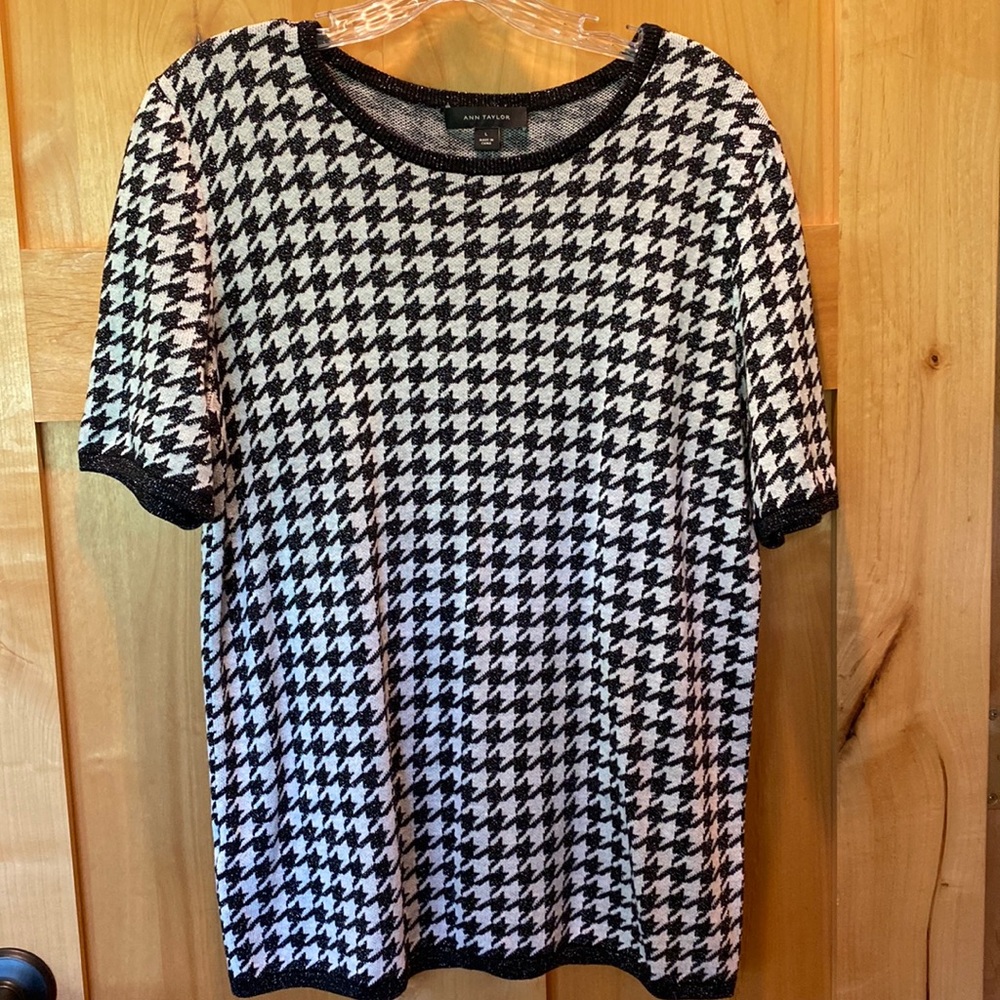 NWT Ann Taylor shimmer houndstooth sweater Sz L